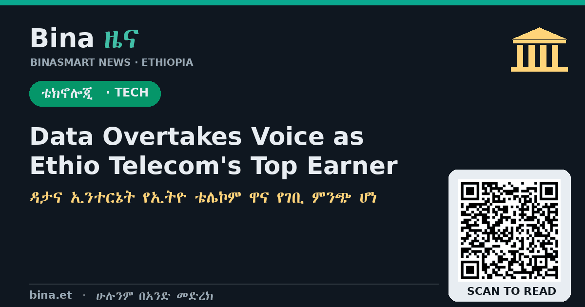 Data Overtakes Voice as Ethio Telecom's Top Earner